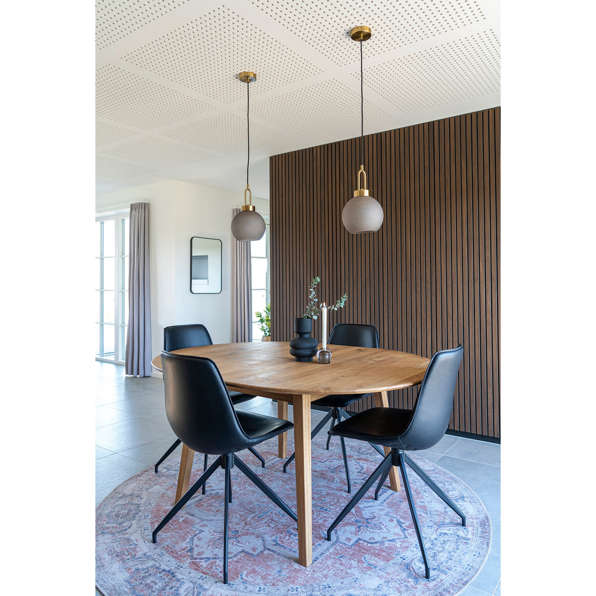 Scaun de dining rotativ, piele sintetică PU, negru, picioare negre, HN1228