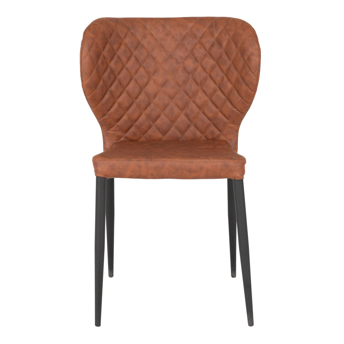 Scaun de dining, piele sintetică PU, maro cu aspect vintage, picioare negre, HN1220