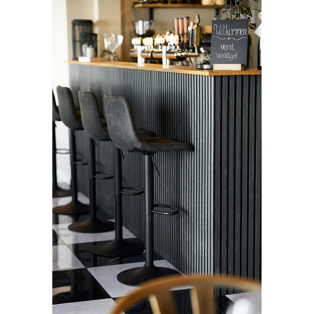 Scaun de bar, microfibră, gri închis, picioare negre, HN1229