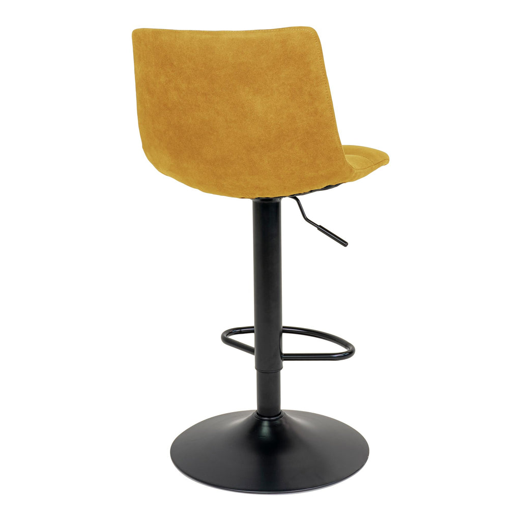 Scaun de bar, catifea, galben muștar, picioare negre, HN1004