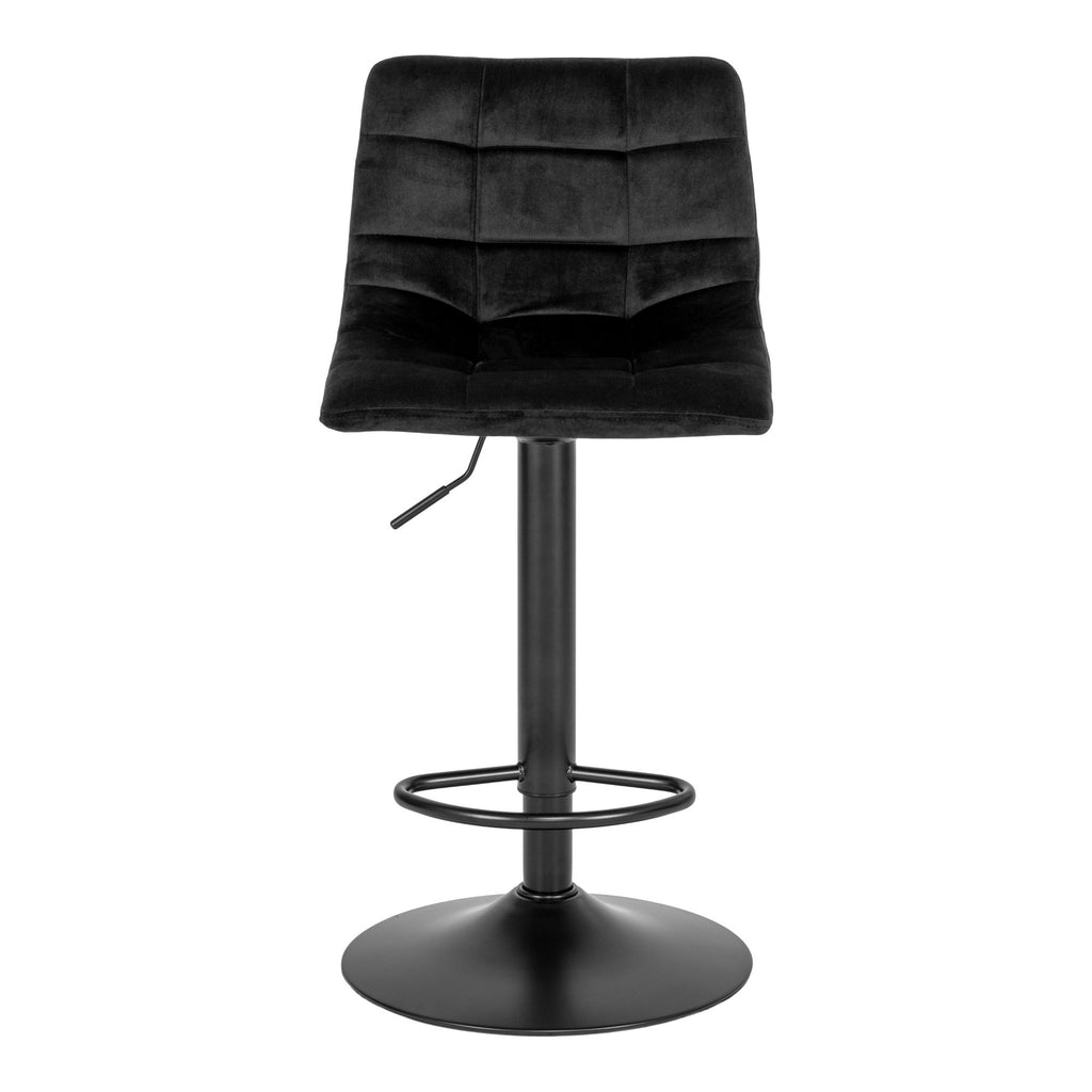 Scaun de bar, catifea, negru, picioare negre, N1207