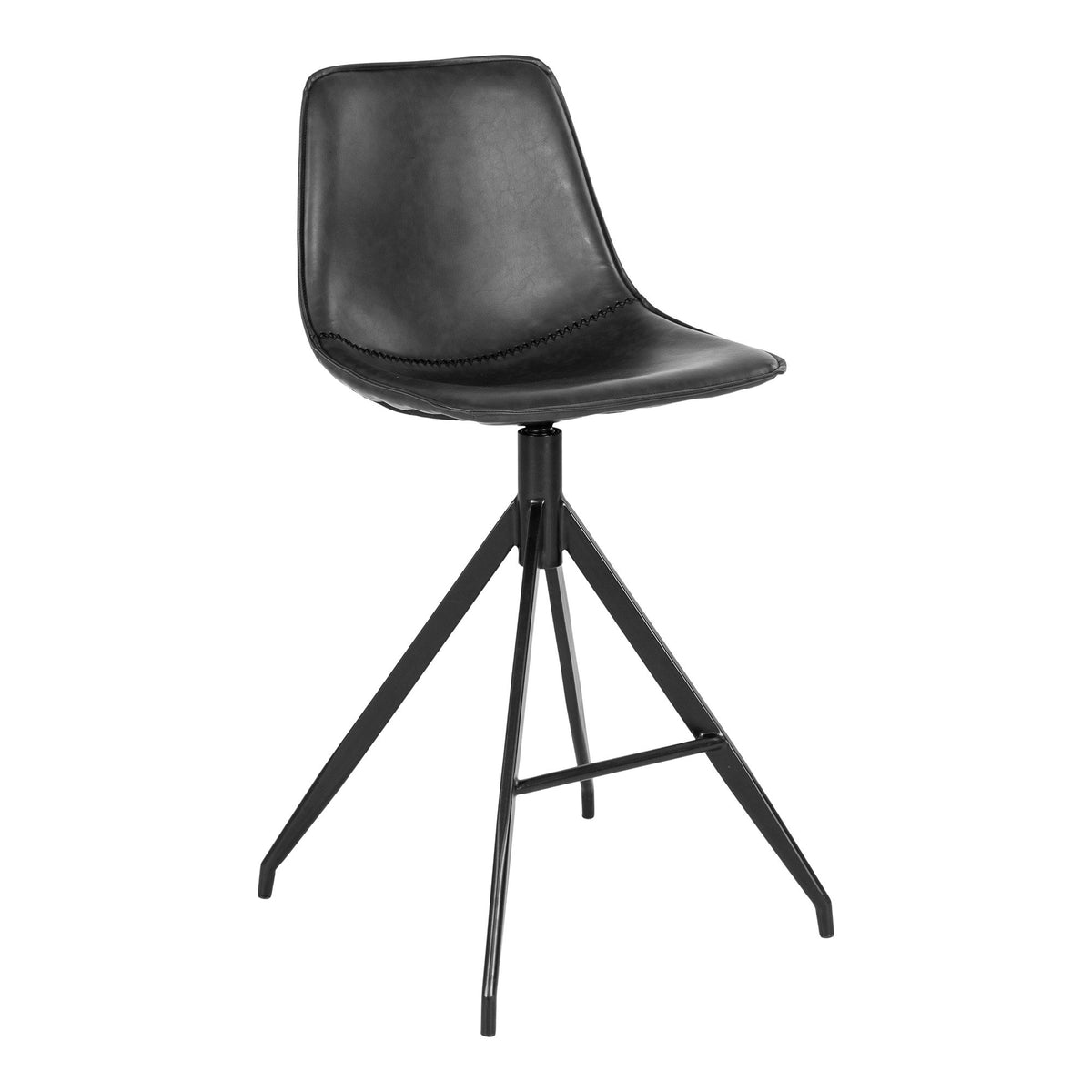 Scaun pentru blat de bucătărie, piele sintetică PU, negru, picioare negre, HN1228