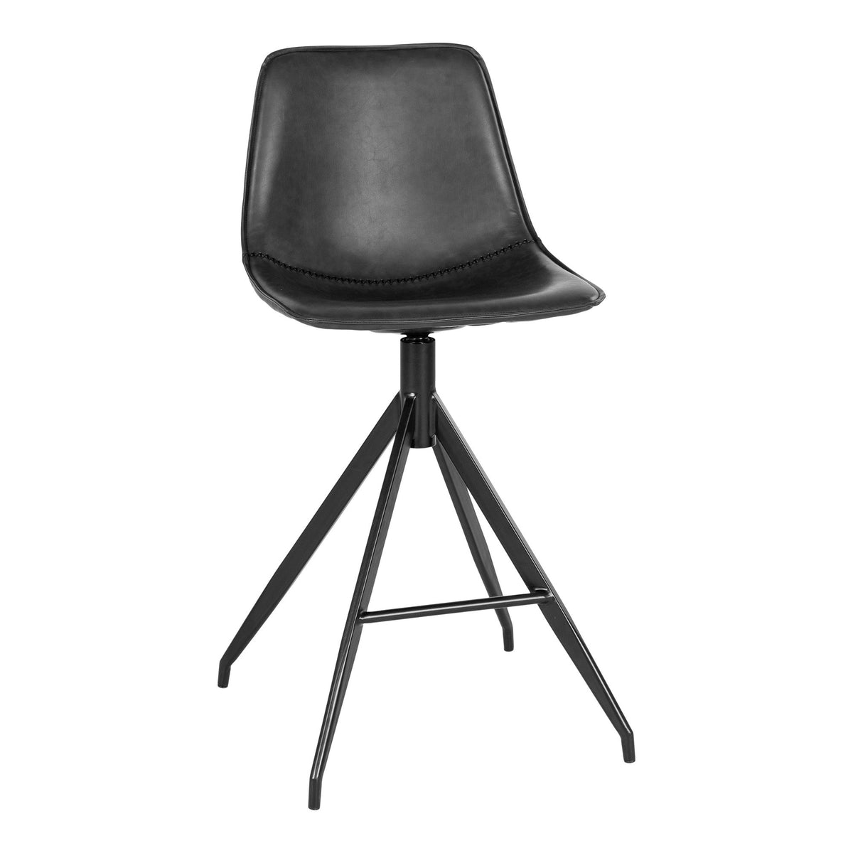 Scaun pentru blat de bucătărie, piele sintetică PU, negru, picioare negre, HN1228
