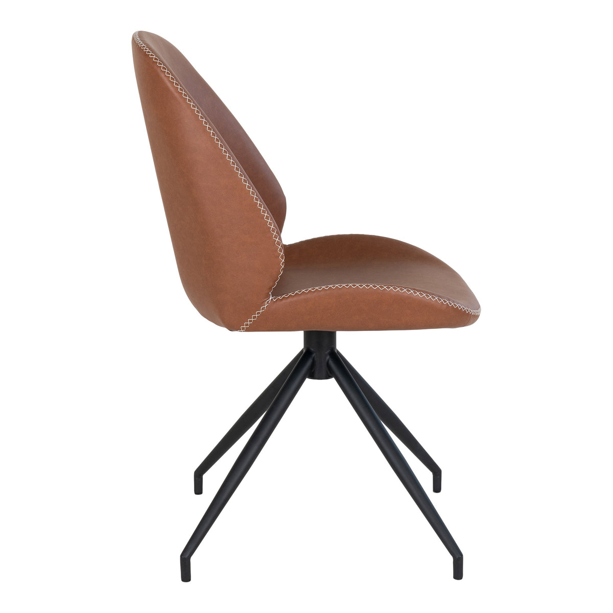 Scaun de dining rotativ, piele sintetică PU, maro cu aspect vintage, picioare negre, HN1224