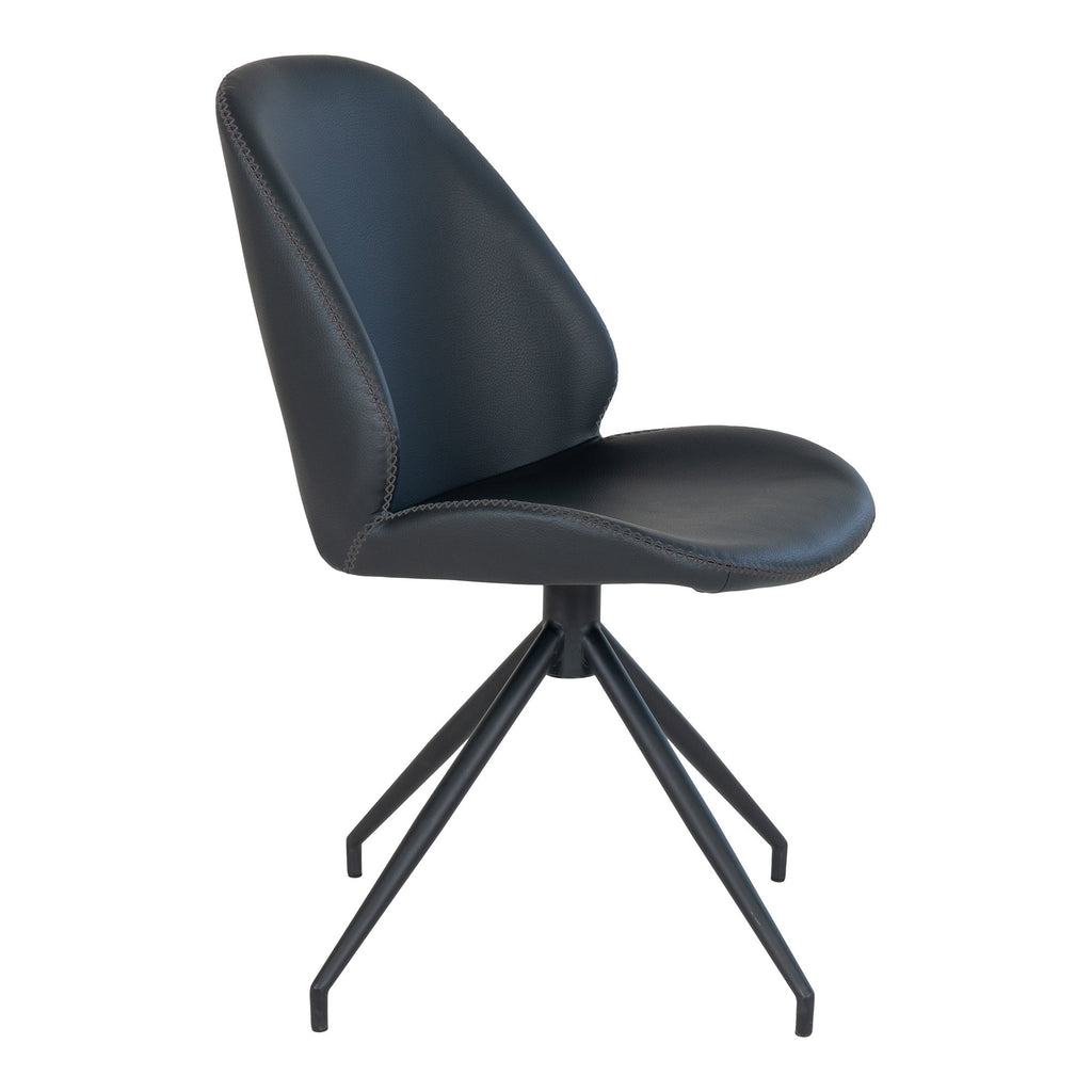 Scaun de dining rotativ, piele sintetică PU, negru, picioare negre, HN1223