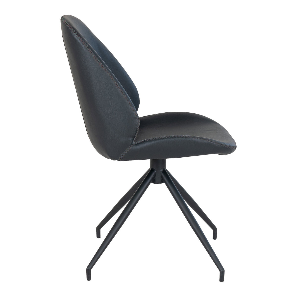 Scaun de dining rotativ, piele sintetică PU, negru, picioare negre, HN1223