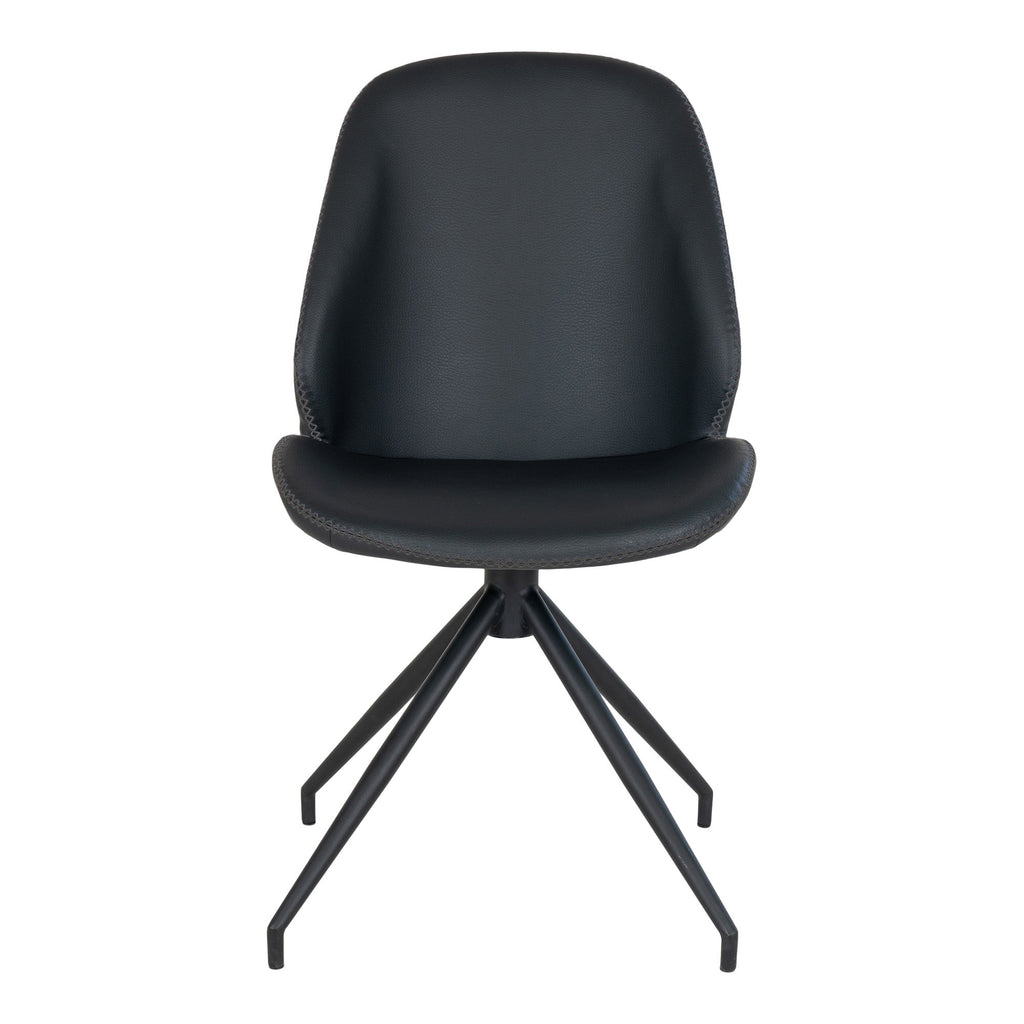 Scaun de dining rotativ, piele sintetică PU, negru, picioare negre, HN1223