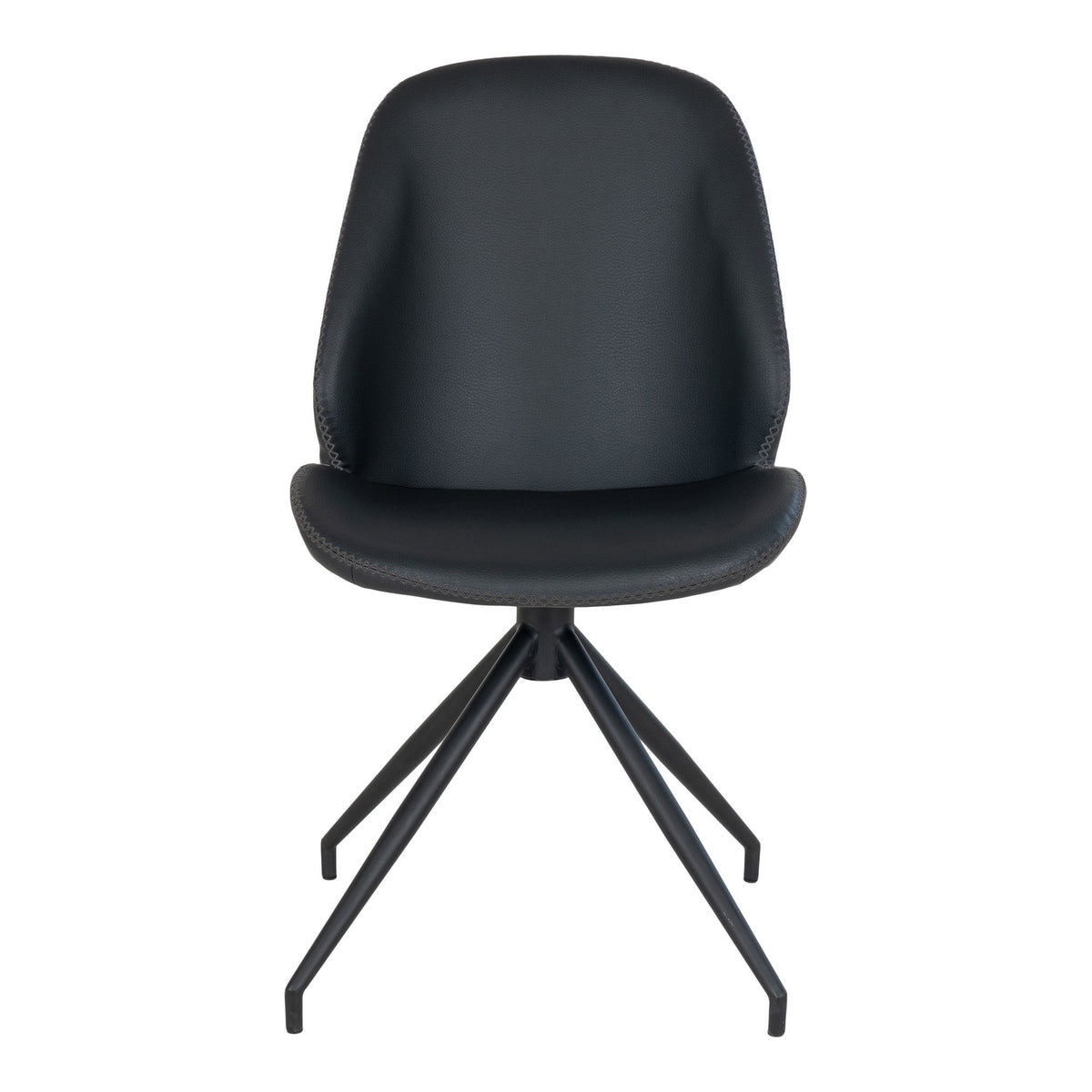 Scaun de dining rotativ, piele sintetică PU, negru, picioare negre, HN1223