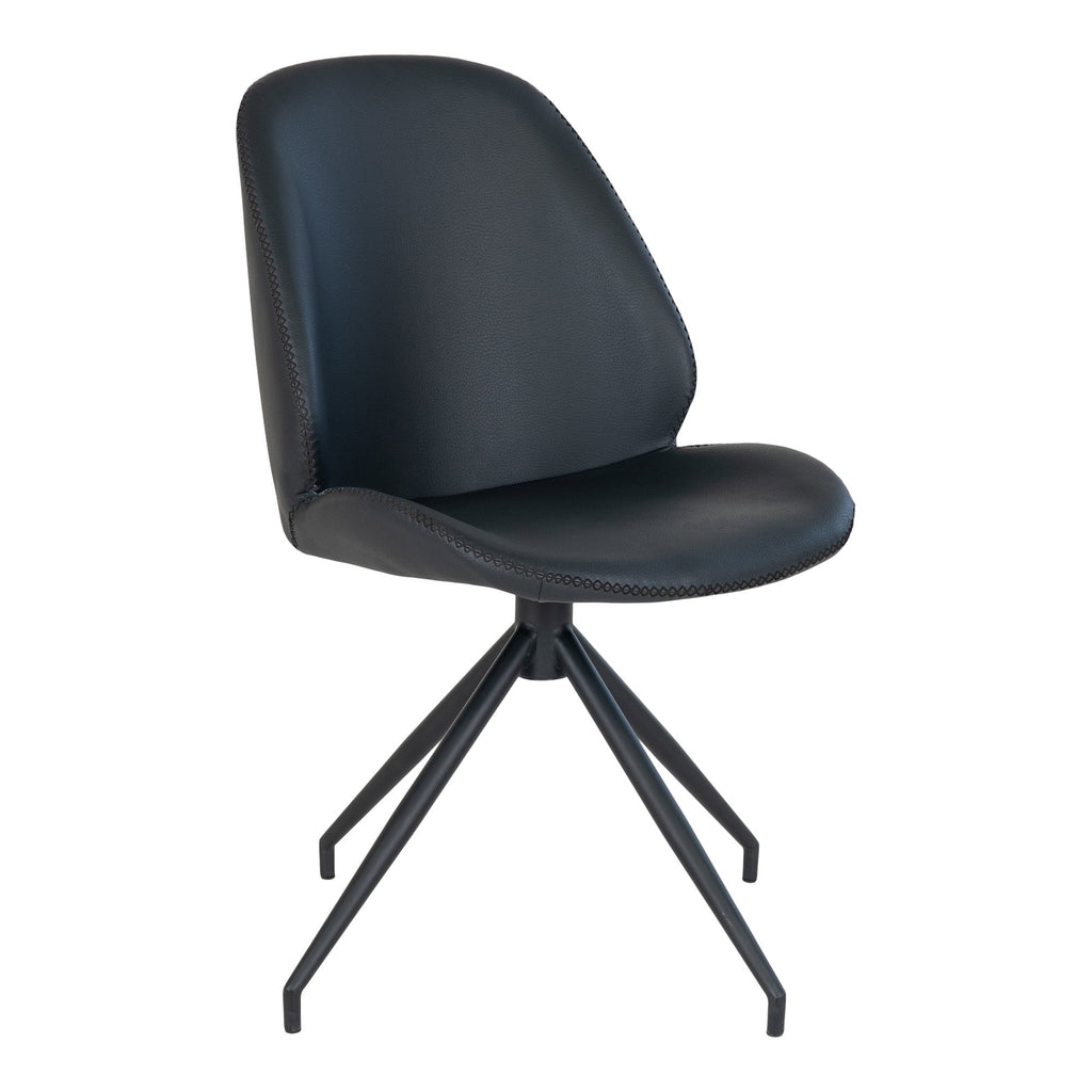 Scaun de dining rotativ, piele sintetică PU, negru, picioare negre, HN1223