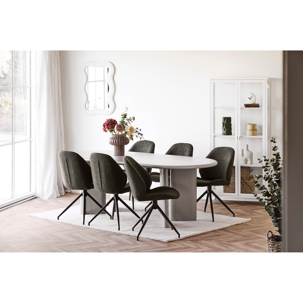 Scaun de dining rotativ, bouclé, verde, picioare negre, HN1241