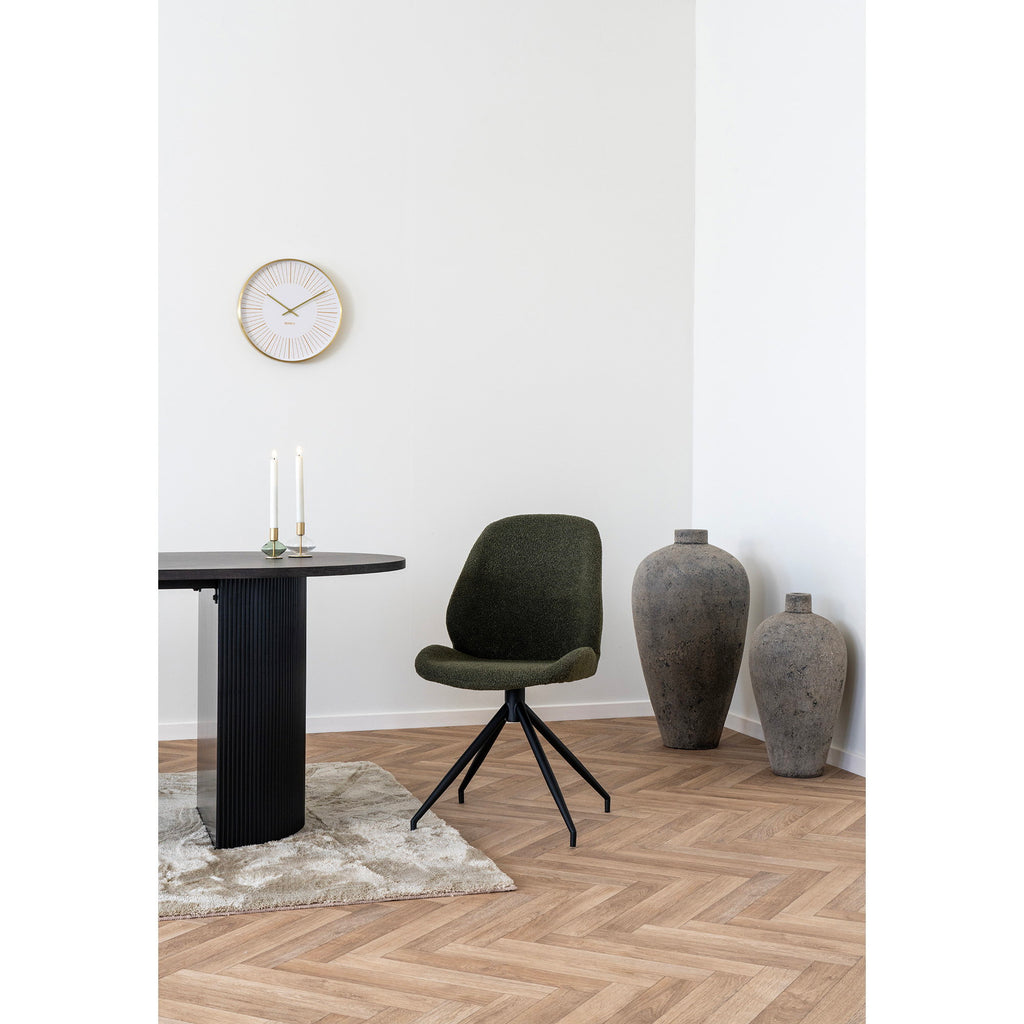 Scaun de dining rotativ, bouclé, verde, picioare negre, HN1241