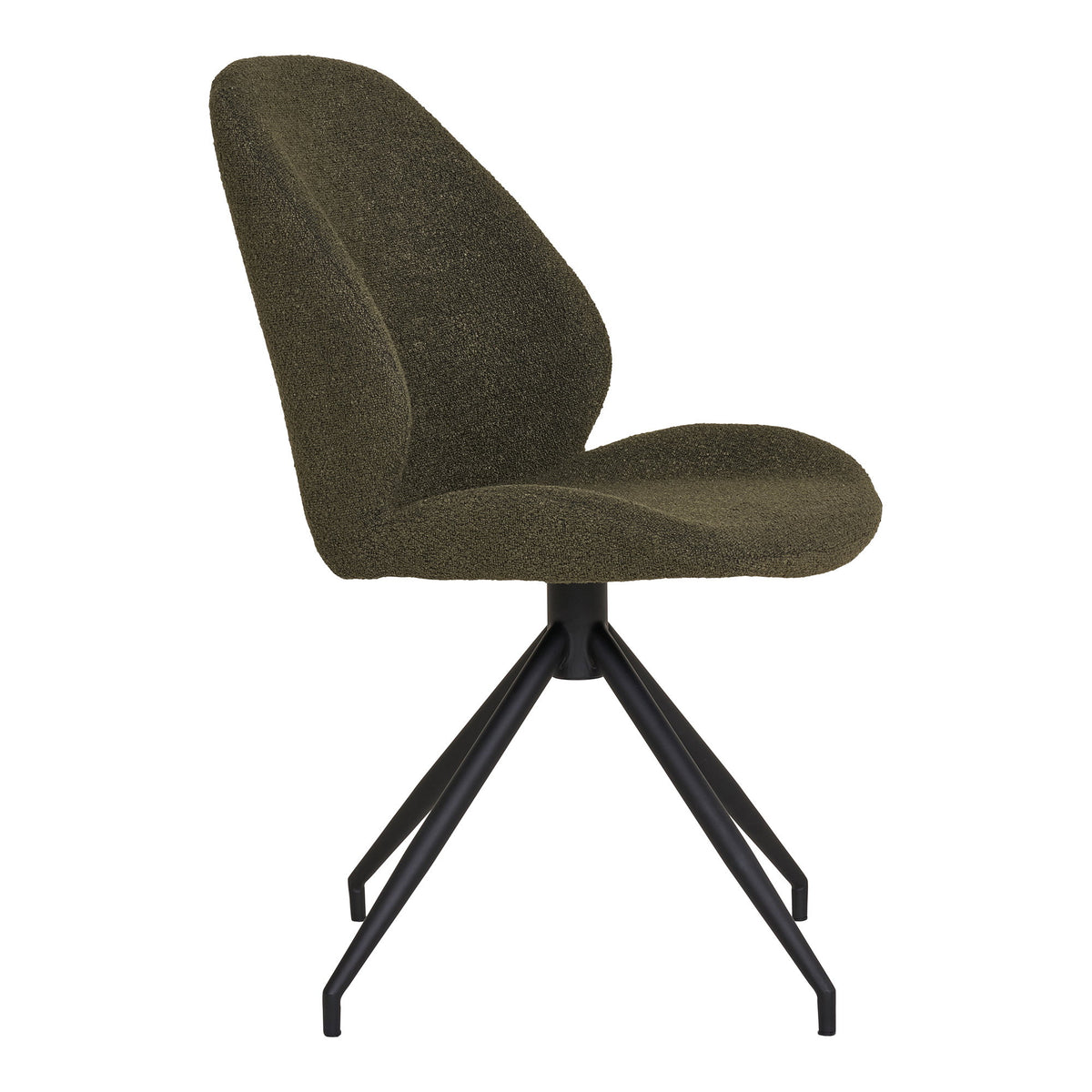 Scaun de dining rotativ, bouclé, verde, picioare negre, HN1241
