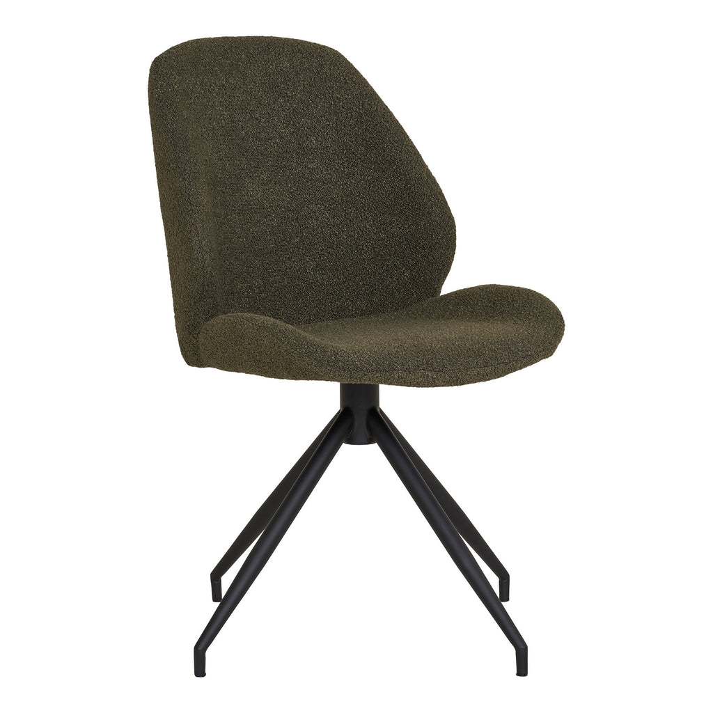 Scaun de dining rotativ, bouclé, verde, picioare negre, HN1241