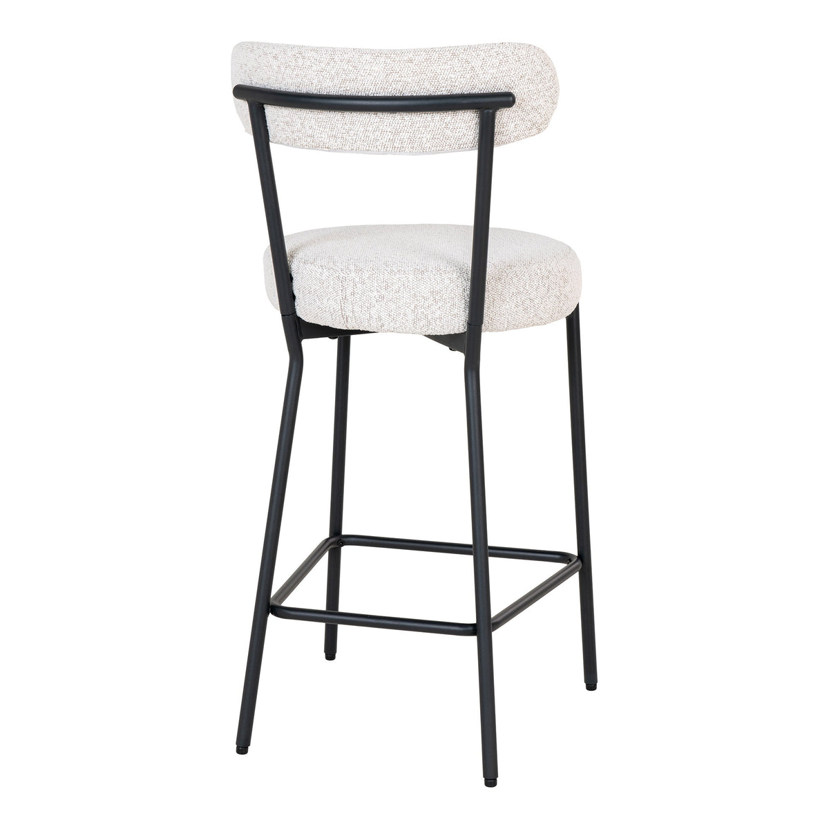 Scaun pentru blat de bucătărie, bouclé, alb, picioare negre, HN1270