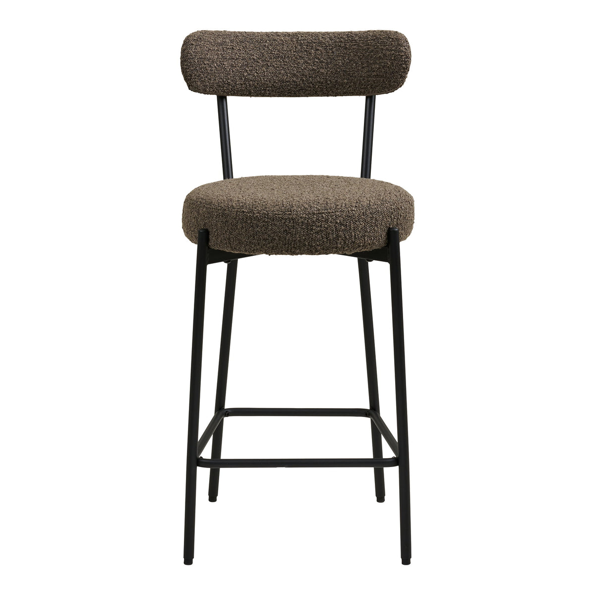 Scaun pentru blat de bucătărie, bouclé, maro, picioare negre, HN1064