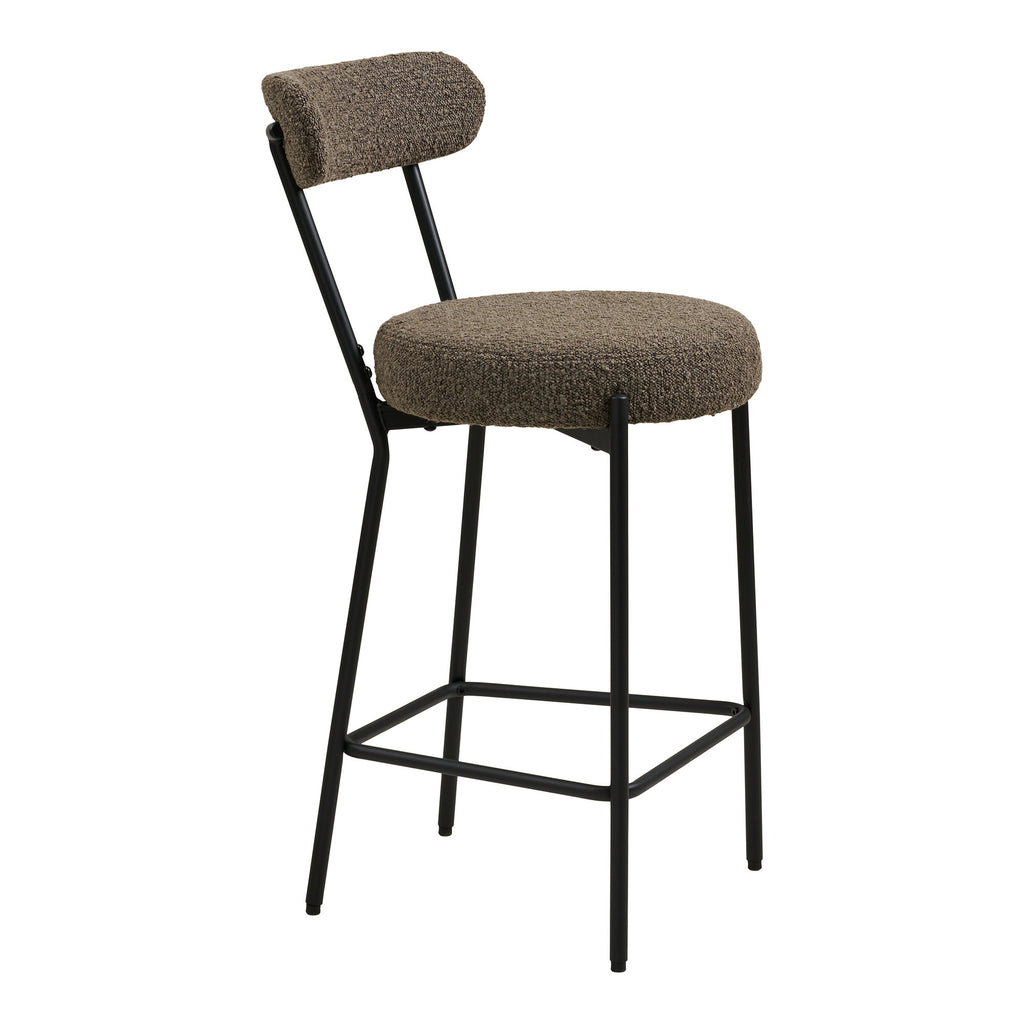 Scaun pentru blat de bucătărie, bouclé, maro, picioare negre, HN1064