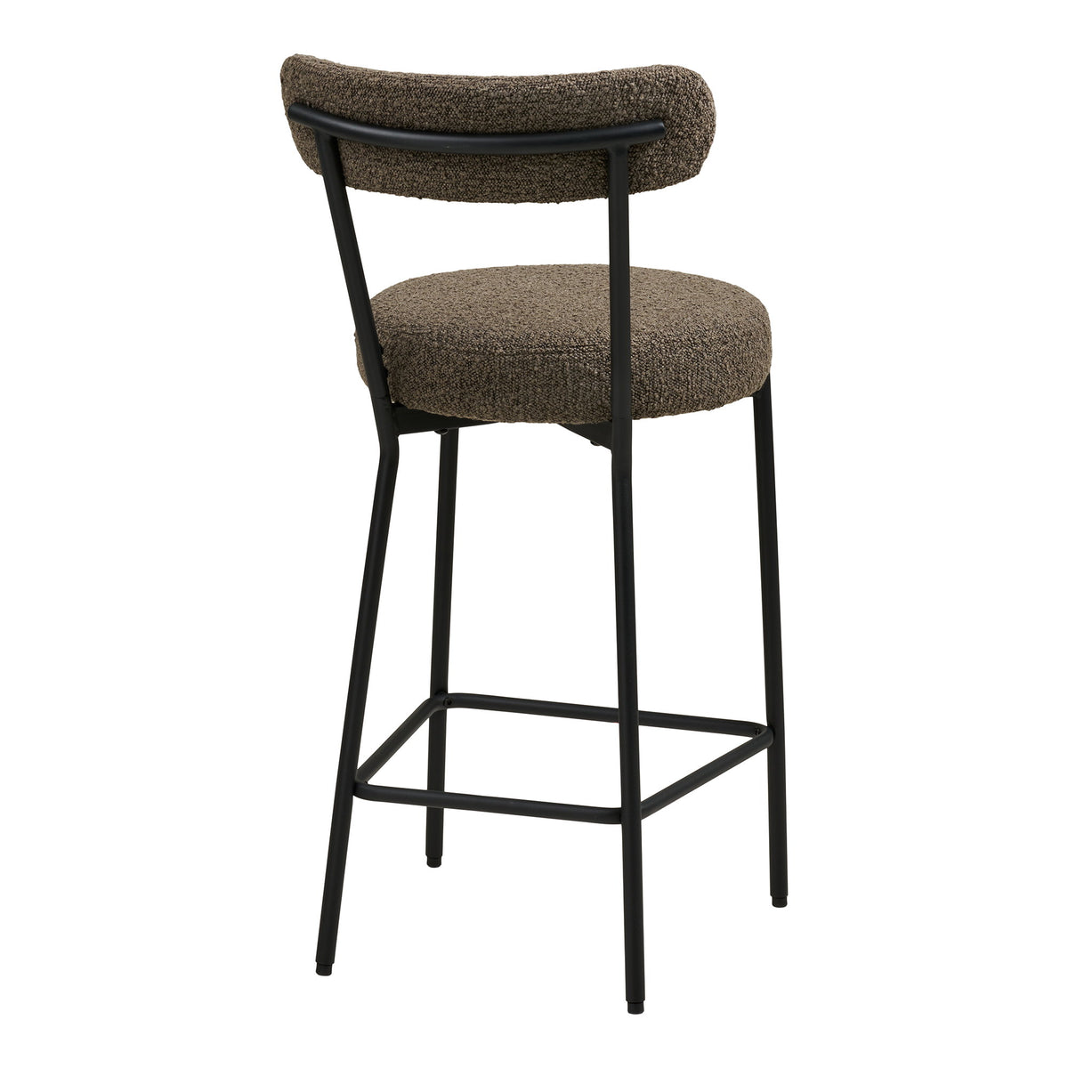 Scaun pentru blat de bucătărie, bouclé, maro, picioare negre, HN1064
