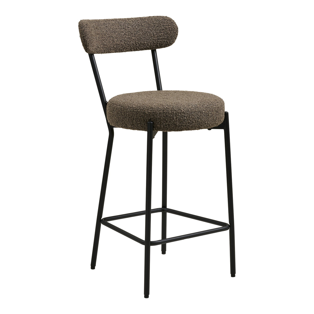 Scaun pentru blat de bucătărie, bouclé, maro, picioare negre, HN1064