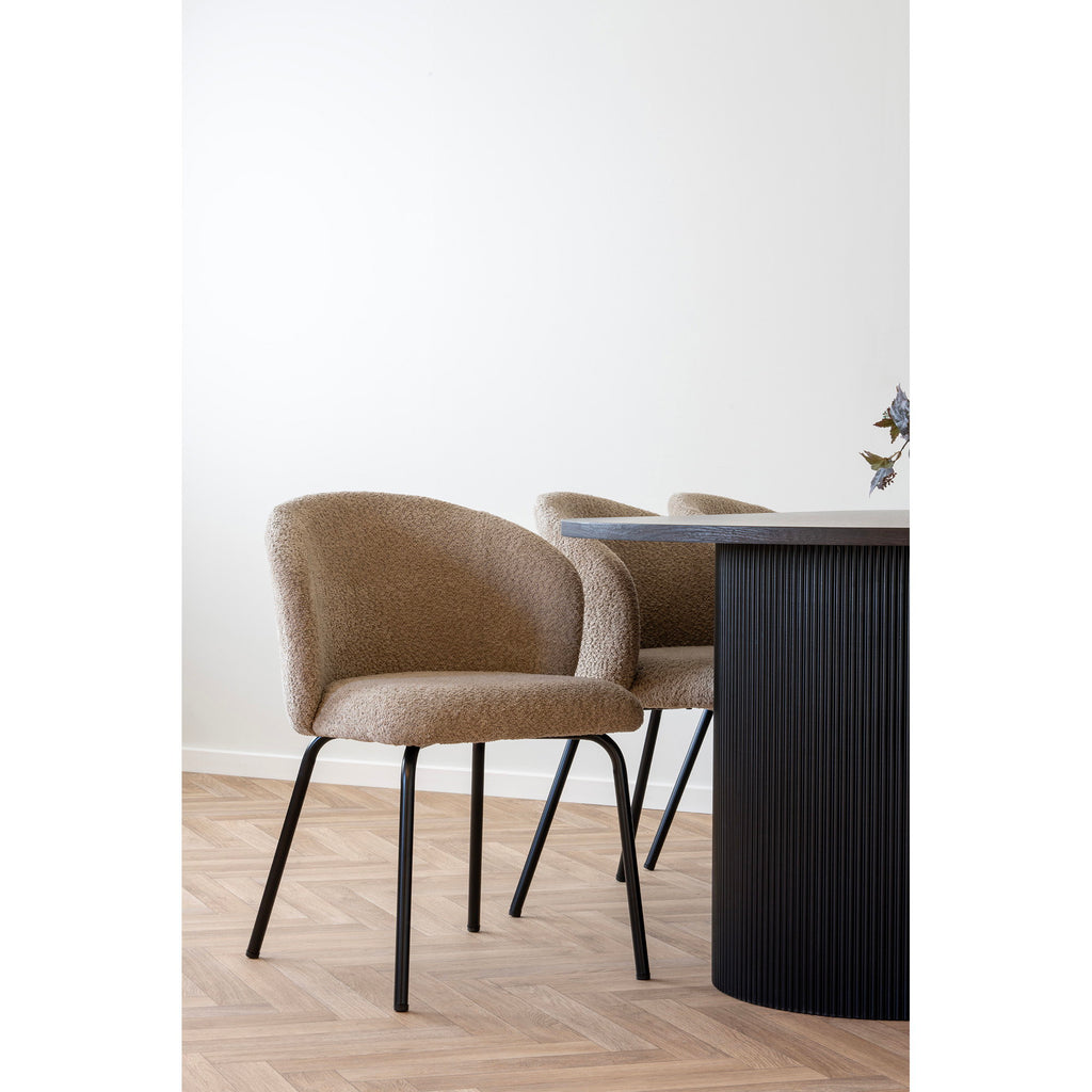Scaun de dining, bouclé, bej, picioare negre, HN1266