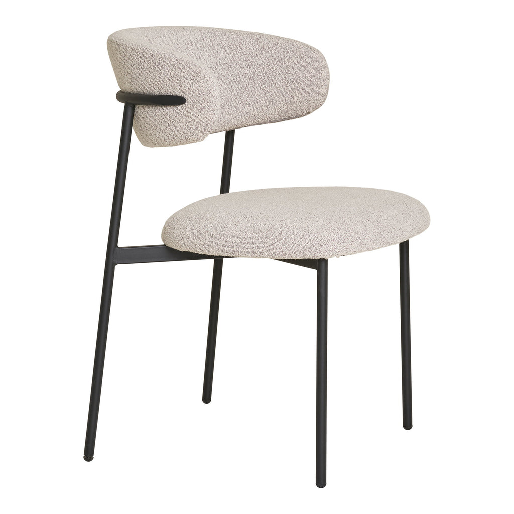 Scaun de dining, bouclé, nisipiu, picioare negre, HN1267