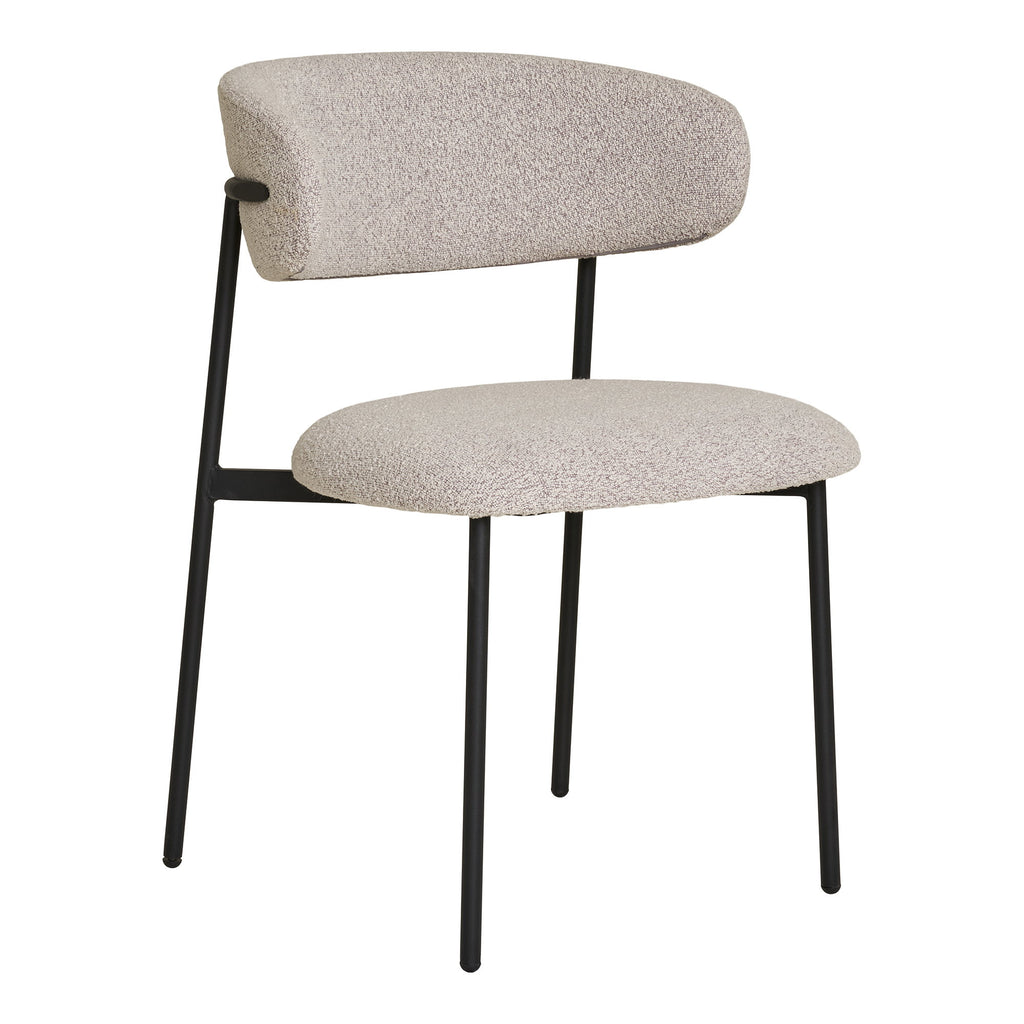 Scaun de dining, bouclé, nisipiu, picioare negre, HN1267