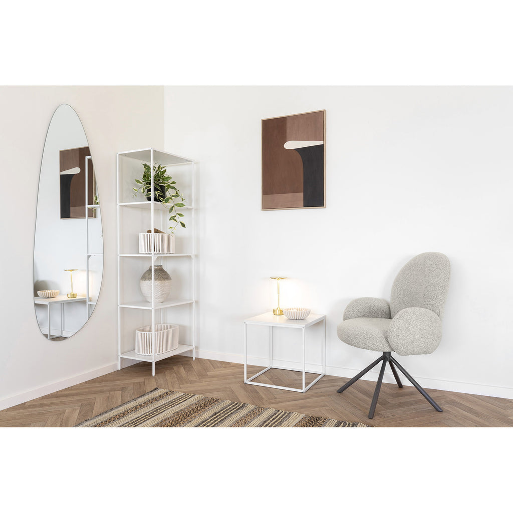 Scaun de dining rotativ, cotiere, bouclé, nisipiu, picioare gri, HN1267