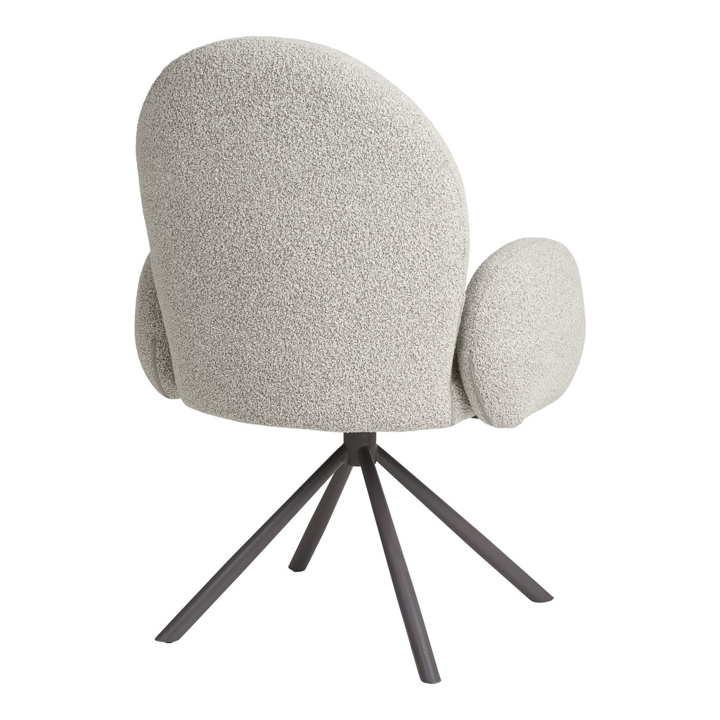 Scaun de dining rotativ, cotiere, bouclé, nisipiu, picioare gri, HN1267
