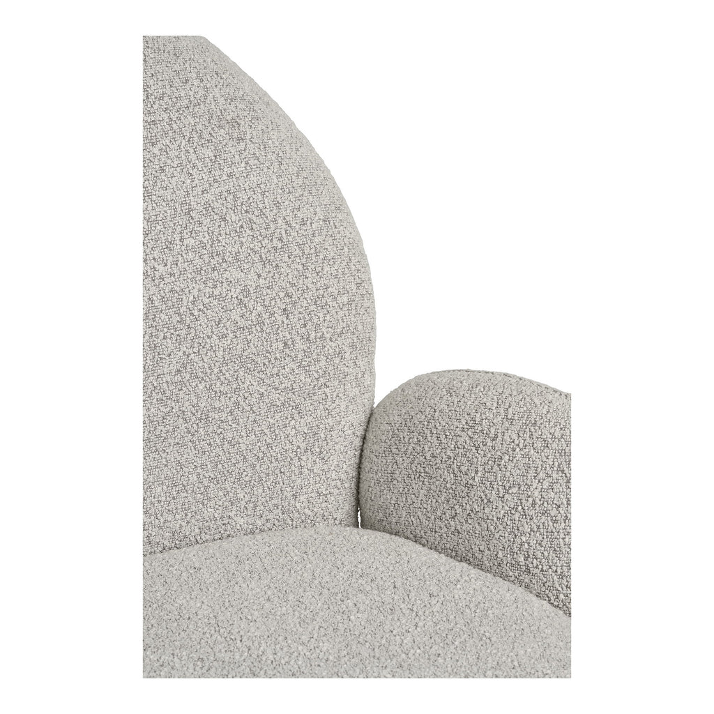 Scaun de dining rotativ, cotiere, bouclé, nisipiu, picioare gri, HN1267