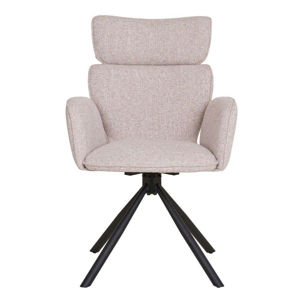 Scaun de dining rotativ, nisipiu, picioare negre, HN1279