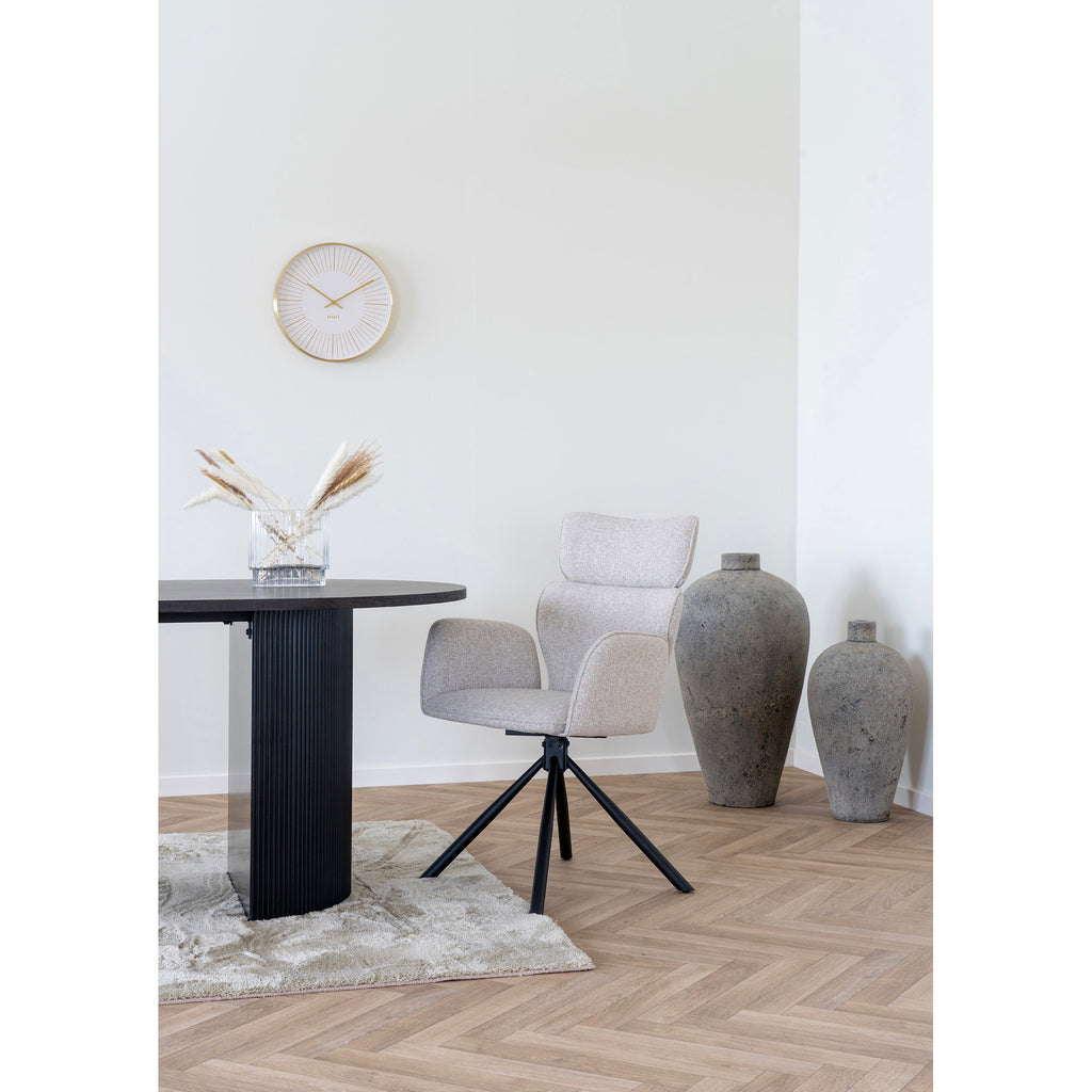 Scaun de dining rotativ, nisipiu, picioare negre, HN1279
