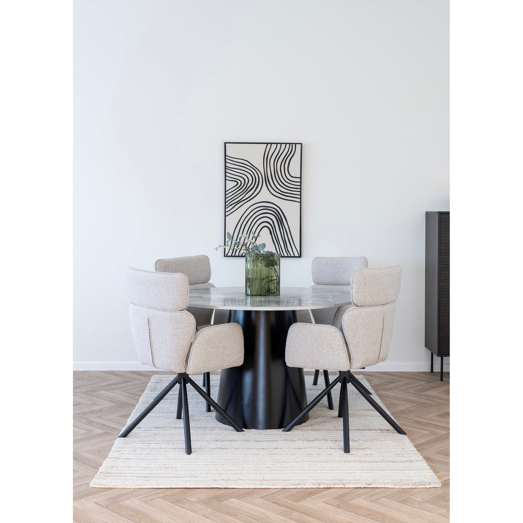 Scaun de dining rotativ, nisipiu, picioare negre, HN1279