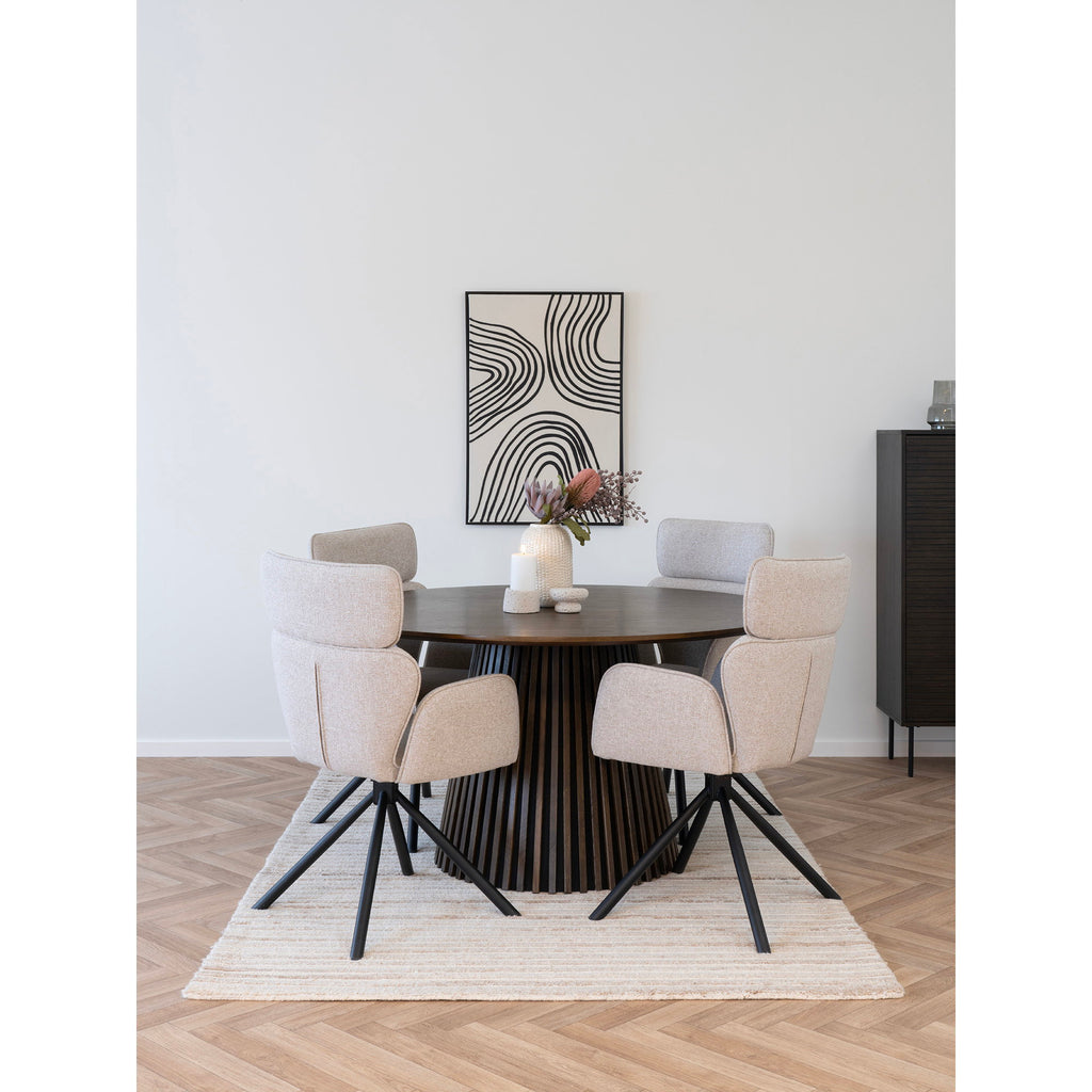 Scaun de dining rotativ, nisipiu, picioare negre, HN1279