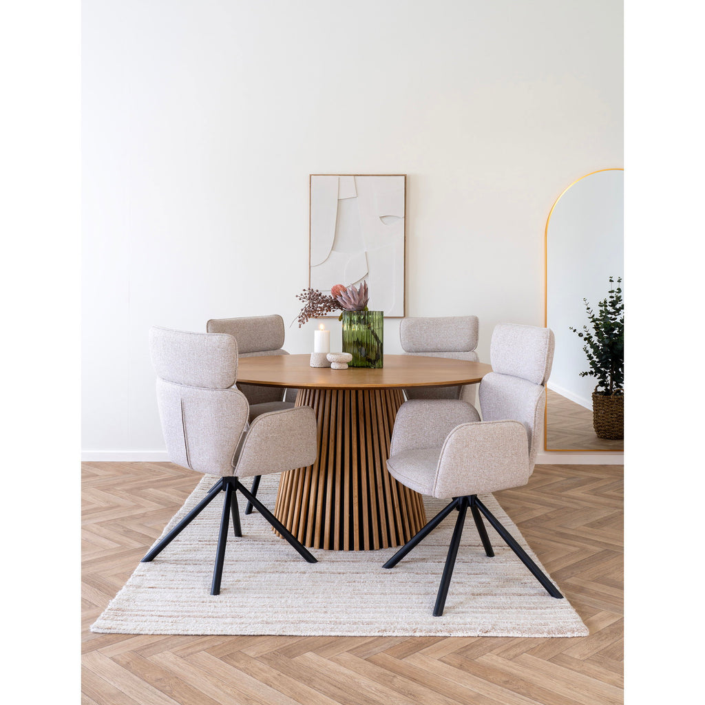 Scaun de dining rotativ, nisipiu, picioare negre, HN1279