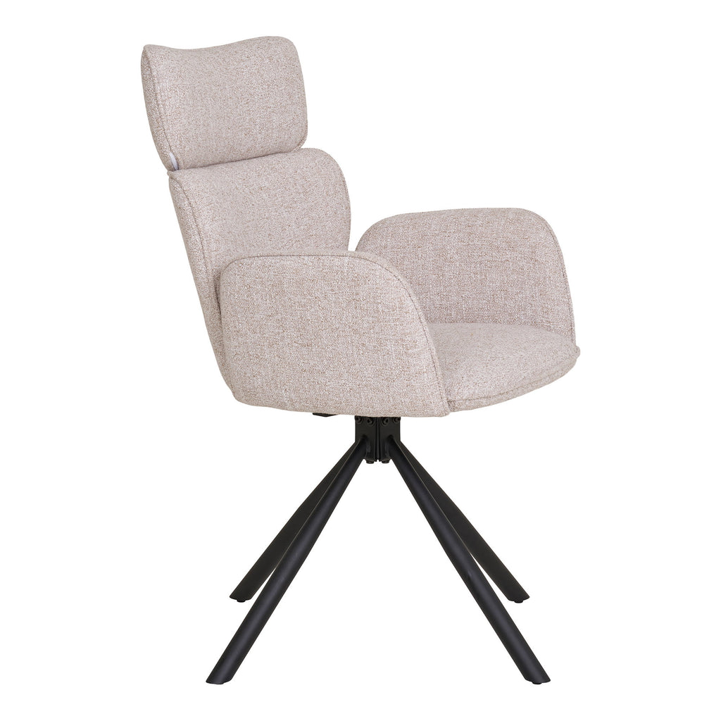 Scaun de dining rotativ, nisipiu, picioare negre, HN1279