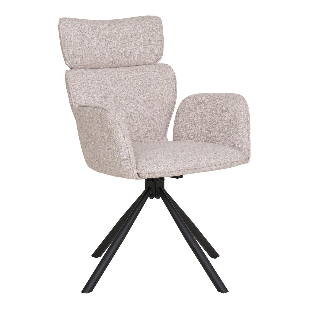 Scaun de dining rotativ, nisipiu, picioare negre, HN1279