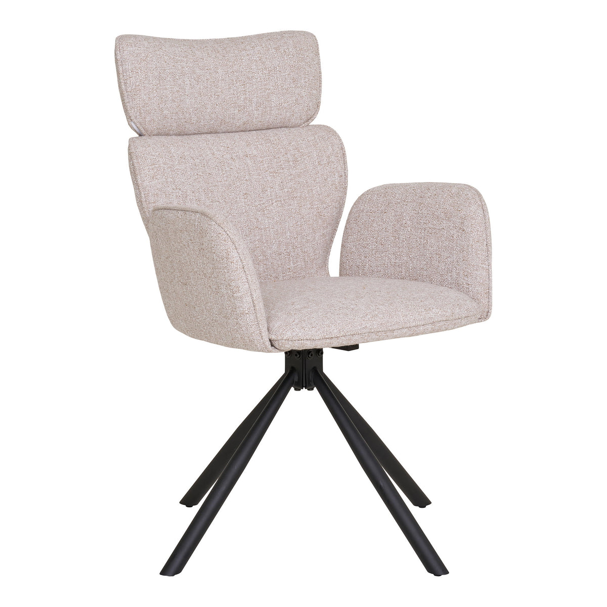 Scaun de dining rotativ, nisipiu, picioare negre, HN1279
