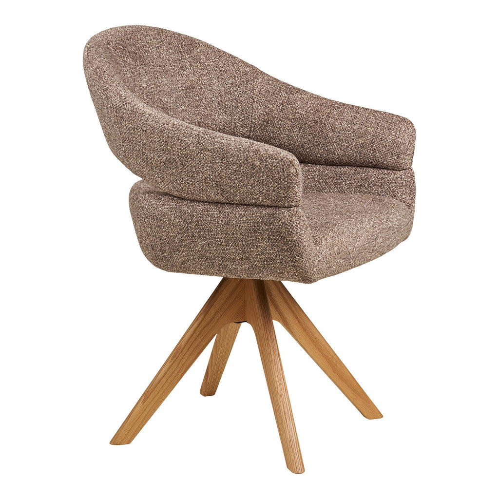 Scaun de dining rotativ, maro, picioare din stejar natur, HN1323