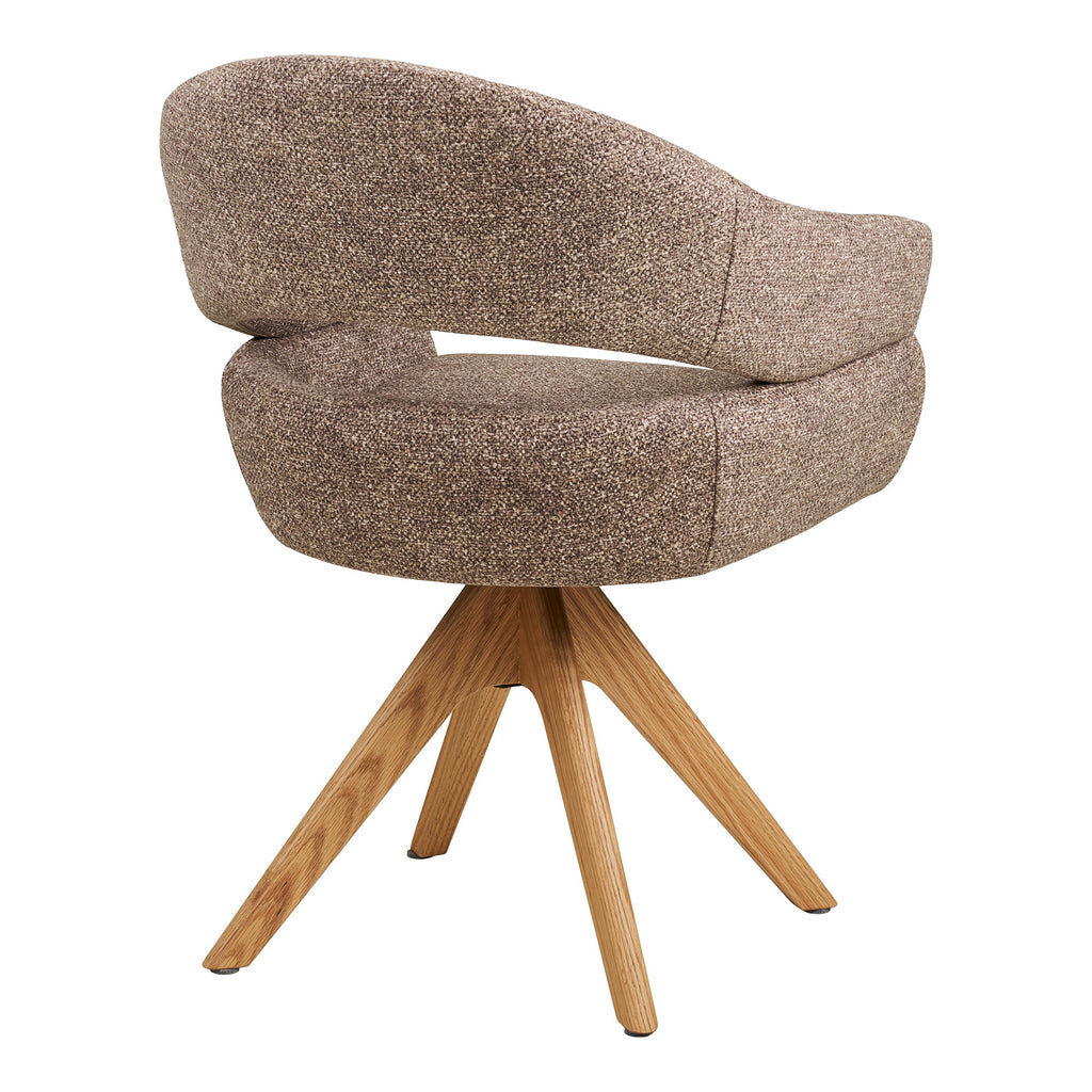 Scaun de dining rotativ, maro, picioare din stejar natur, HN1323