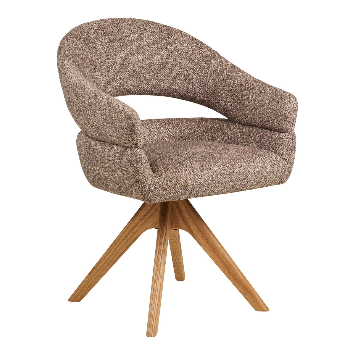 Scaun de dining rotativ, maro, picioare din stejar natur, HN1323
