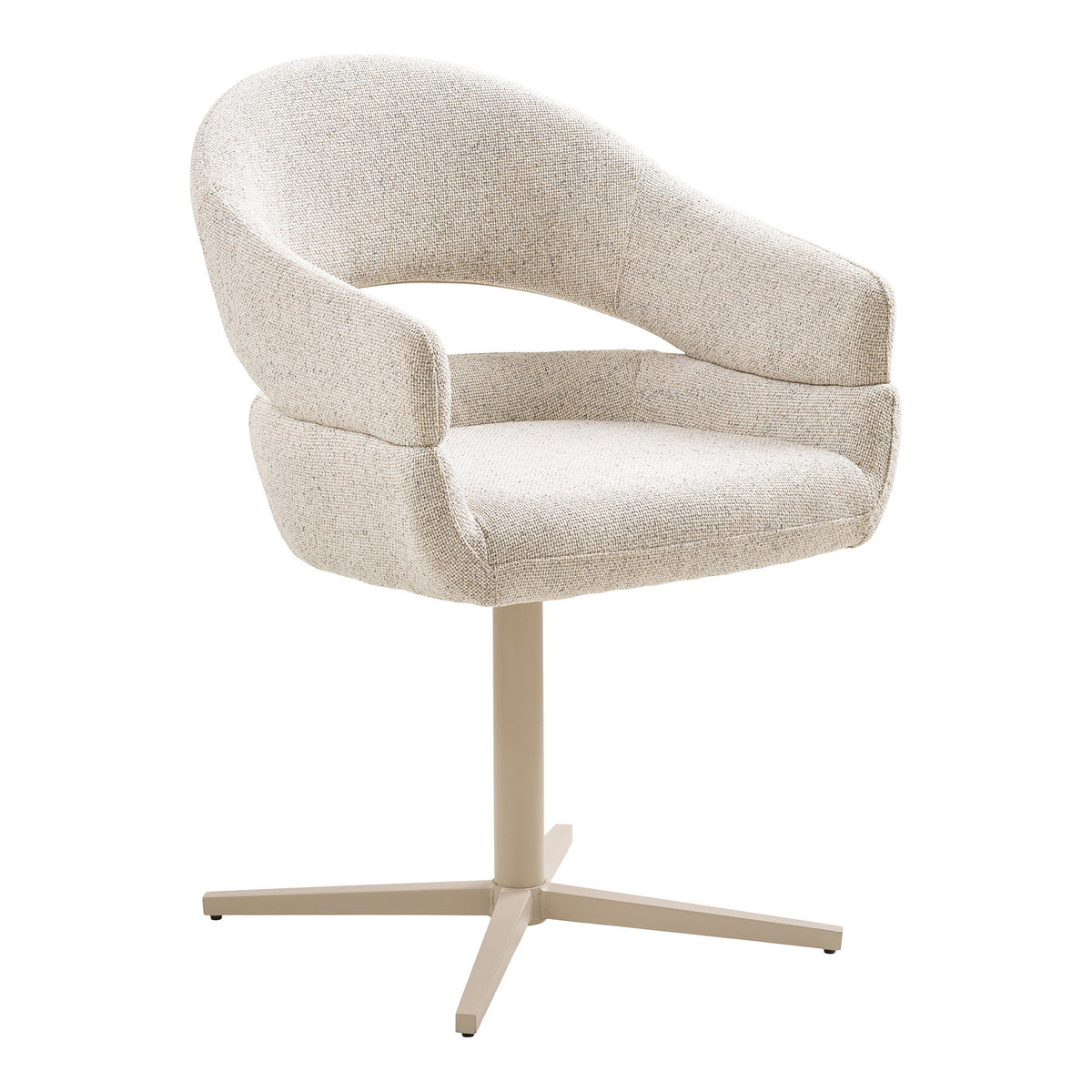 Scaun de dining rotativ, bej melanj, picioare nisipii, HN1015