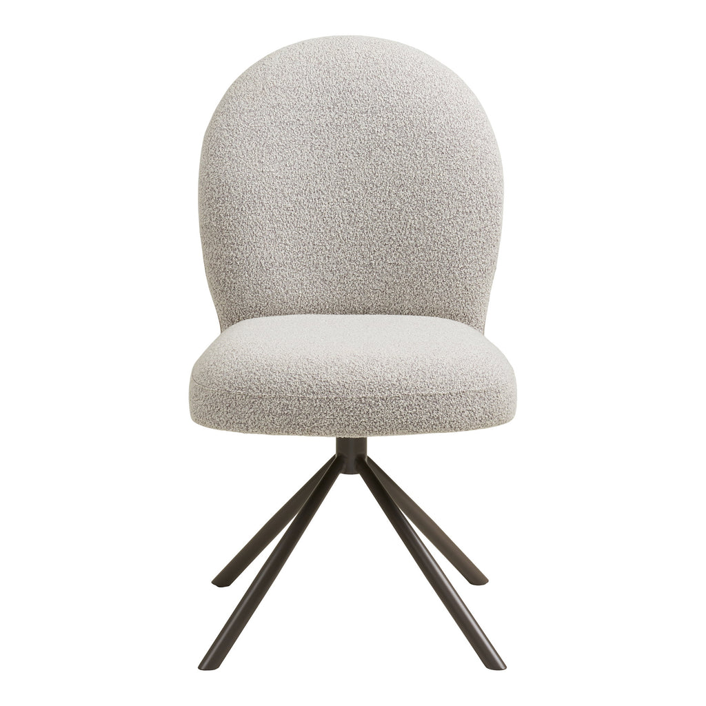 Scaun de dining rotativ, bouclé, nisipiu, picioare gri, HN1267