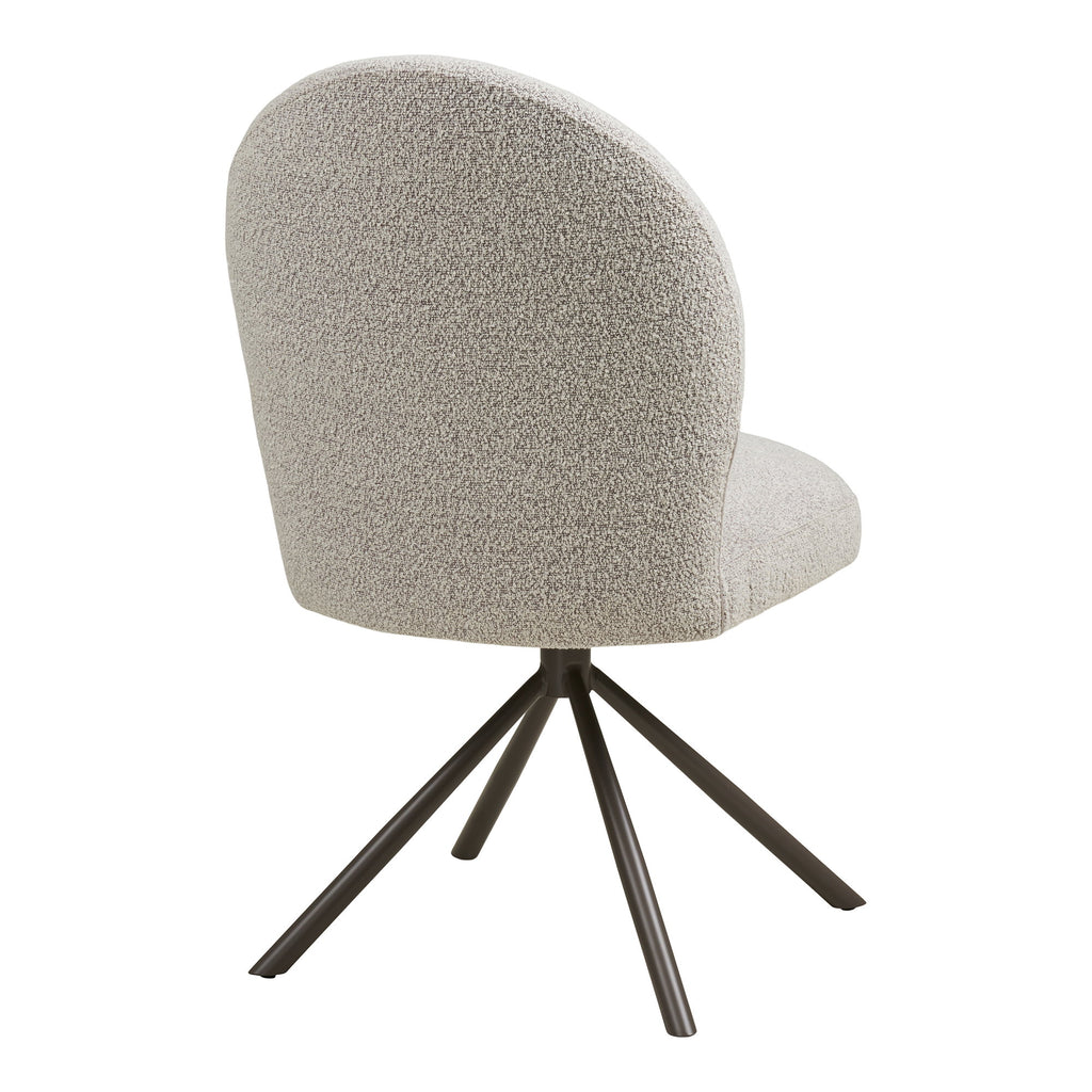 Scaun de dining rotativ, bouclé, nisipiu, picioare gri, HN1267