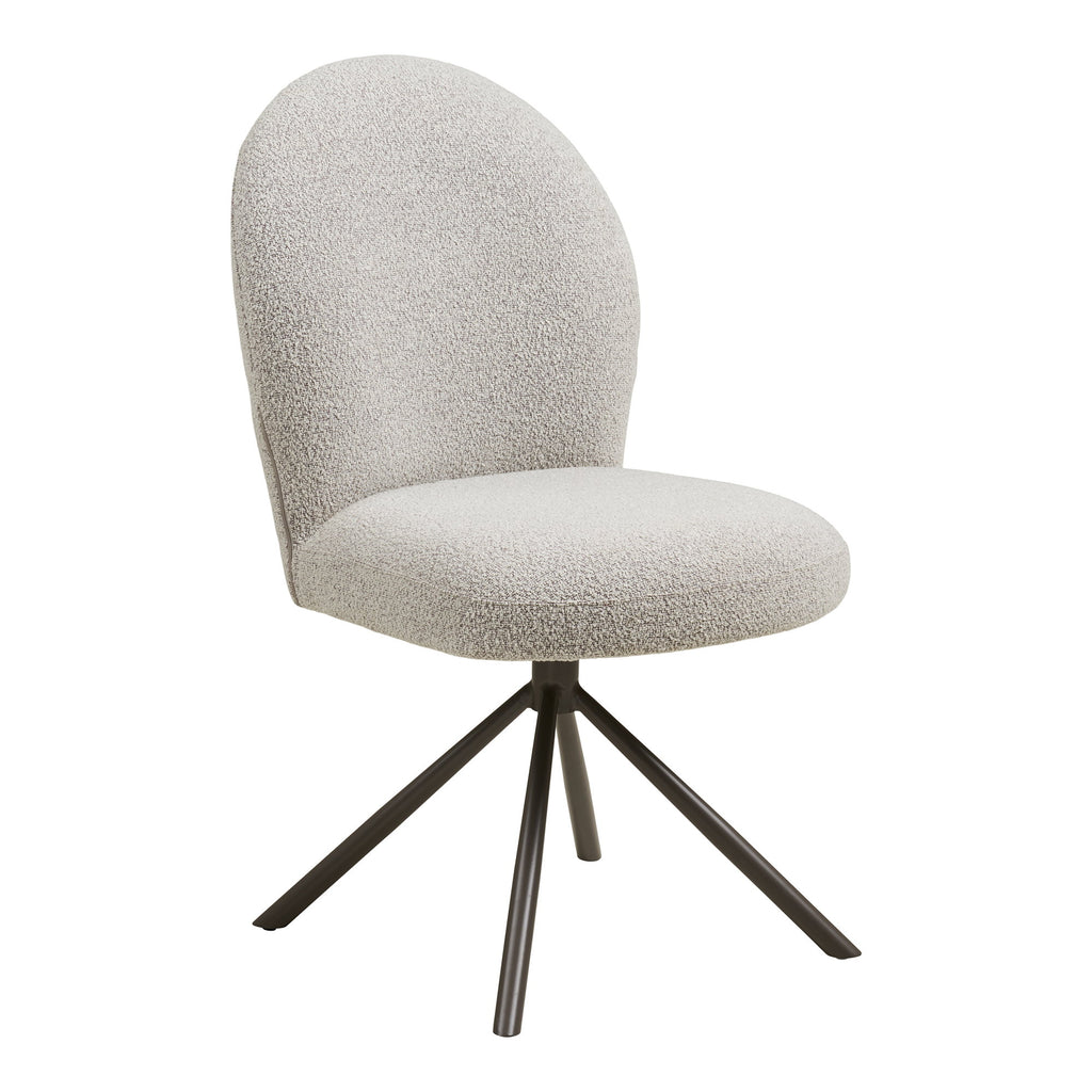 Scaun de dining rotativ, bouclé, nisipiu, picioare gri, HN1267