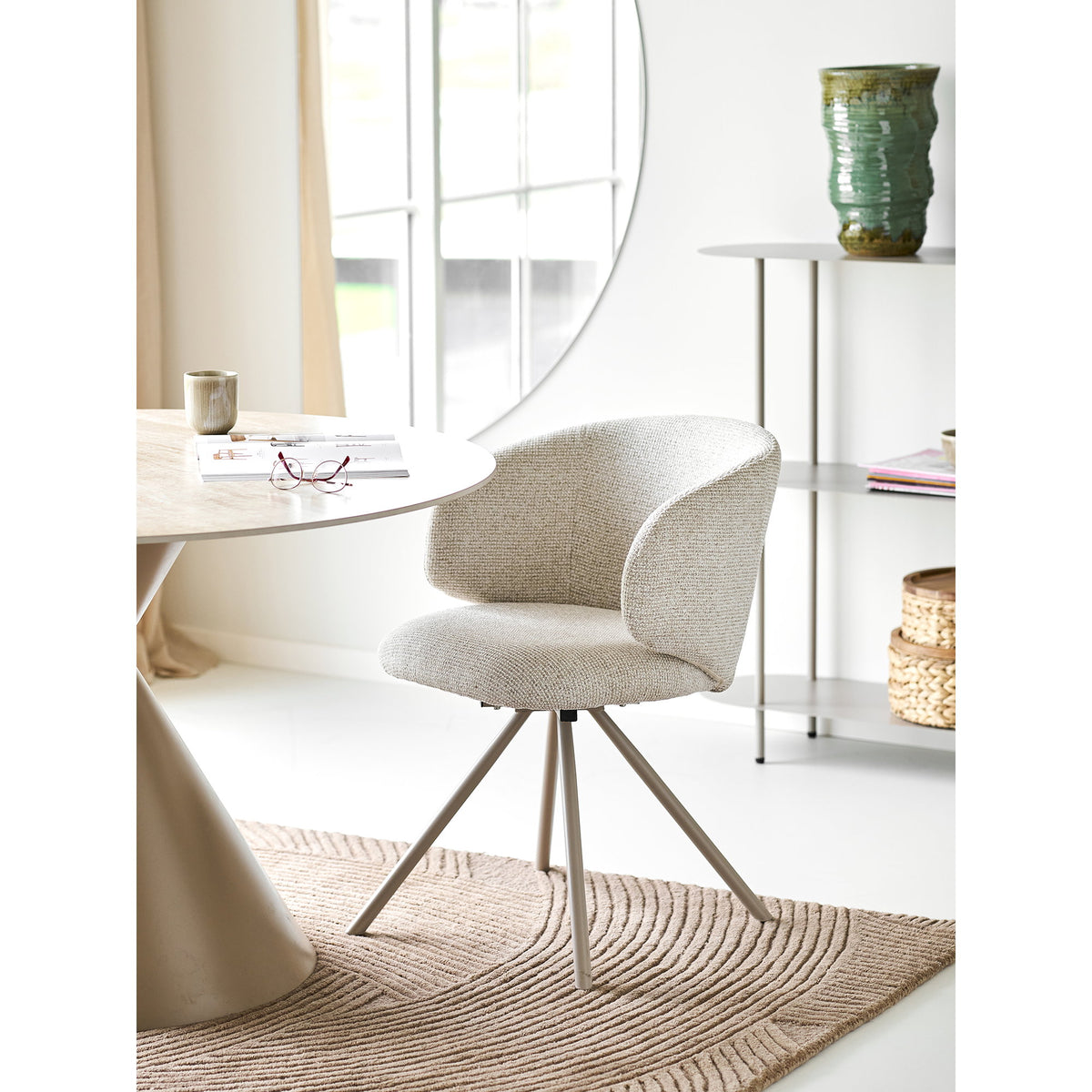 Scaun de dining rotativ, nisipiu, picioare nisipii, HN1422
