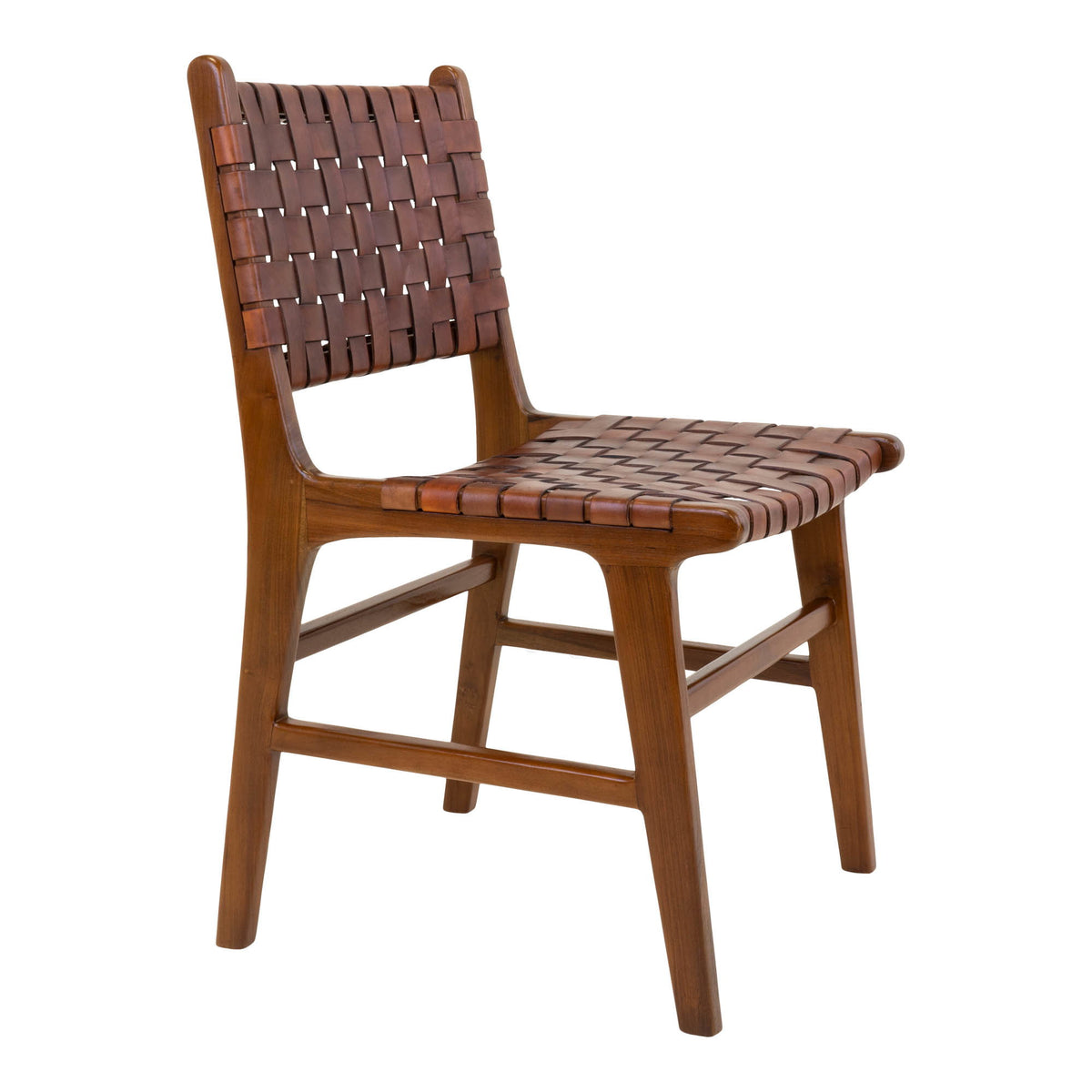 Scaun de dining, piele, maro, picioare din tec
