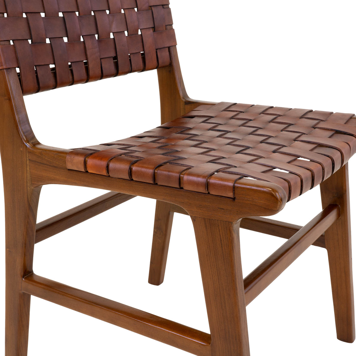 Scaun de dining, piele, maro, picioare din tec