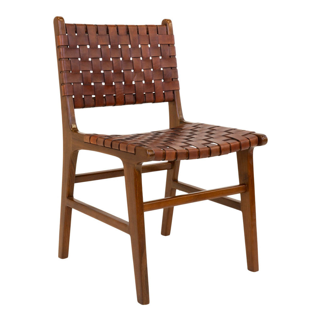 Scaun de dining, piele, maro, picioare din tec