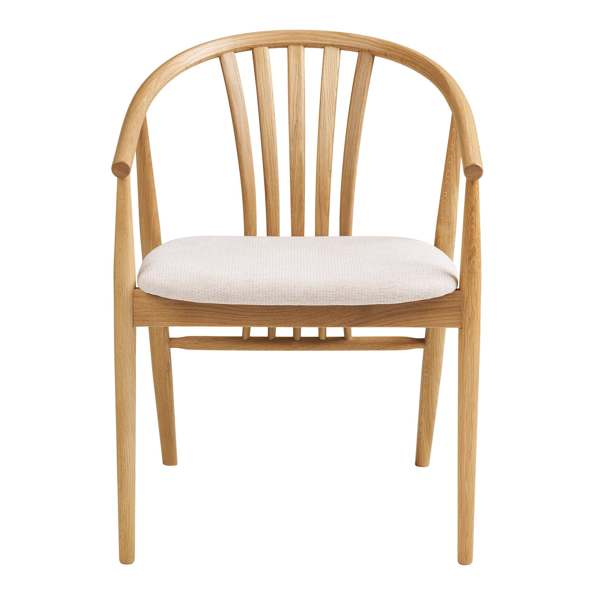 Scaun de dining, lemn de stejar, șezut din material textil, natur/nisipiu, HN1286