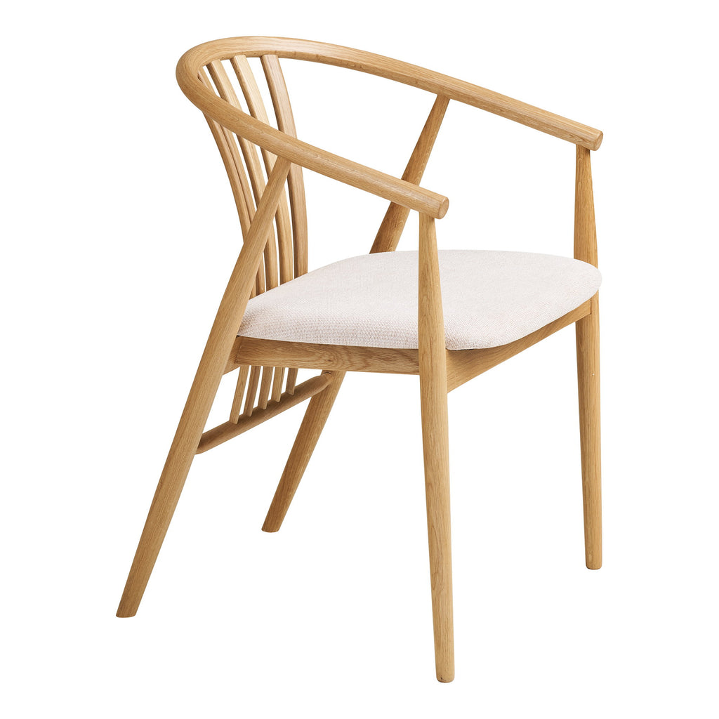 Scaun de dining, lemn de stejar, șezut din material textil, natur/nisipiu, HN1286