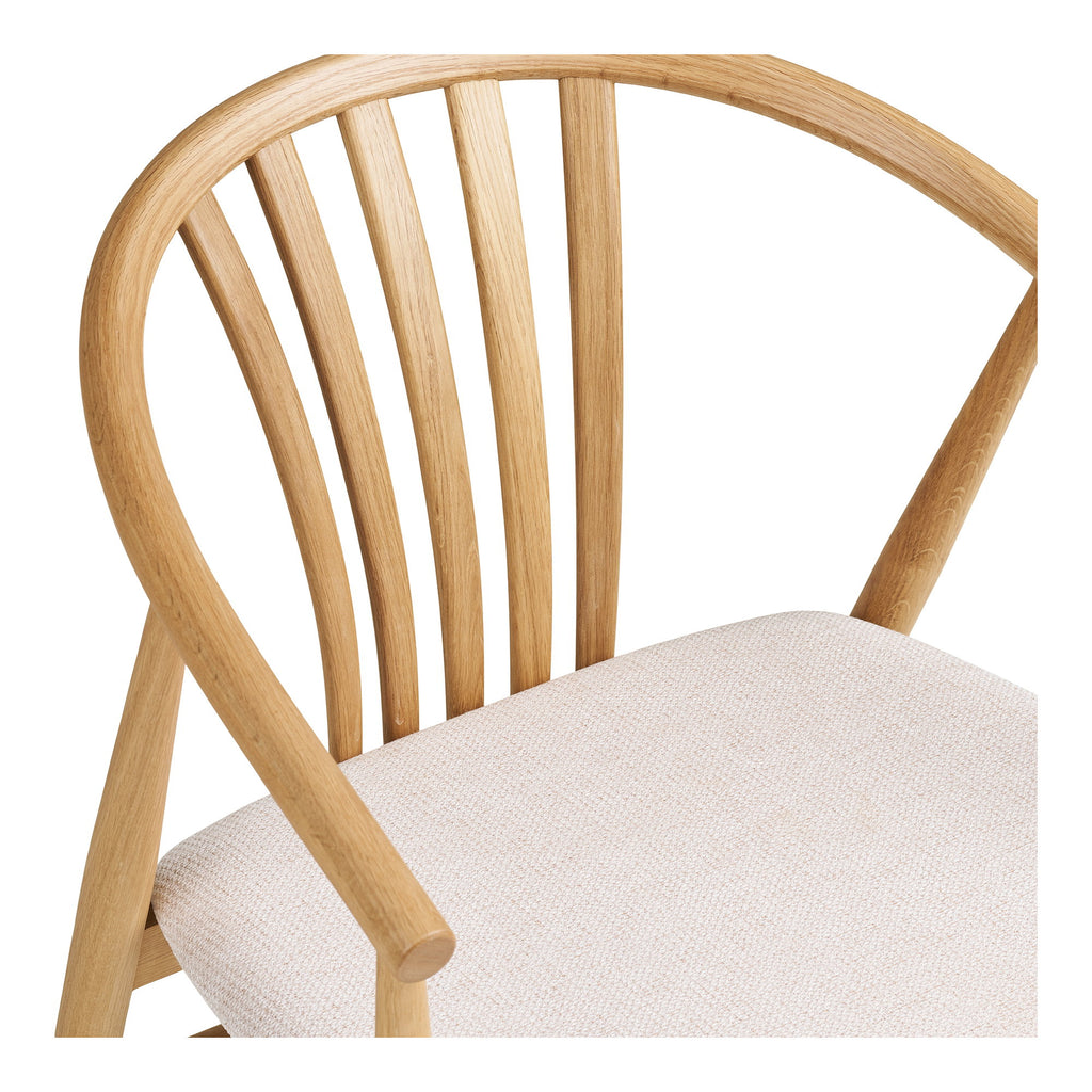 Scaun de dining, lemn de stejar, șezut din material textil, natur/nisipiu, HN1286